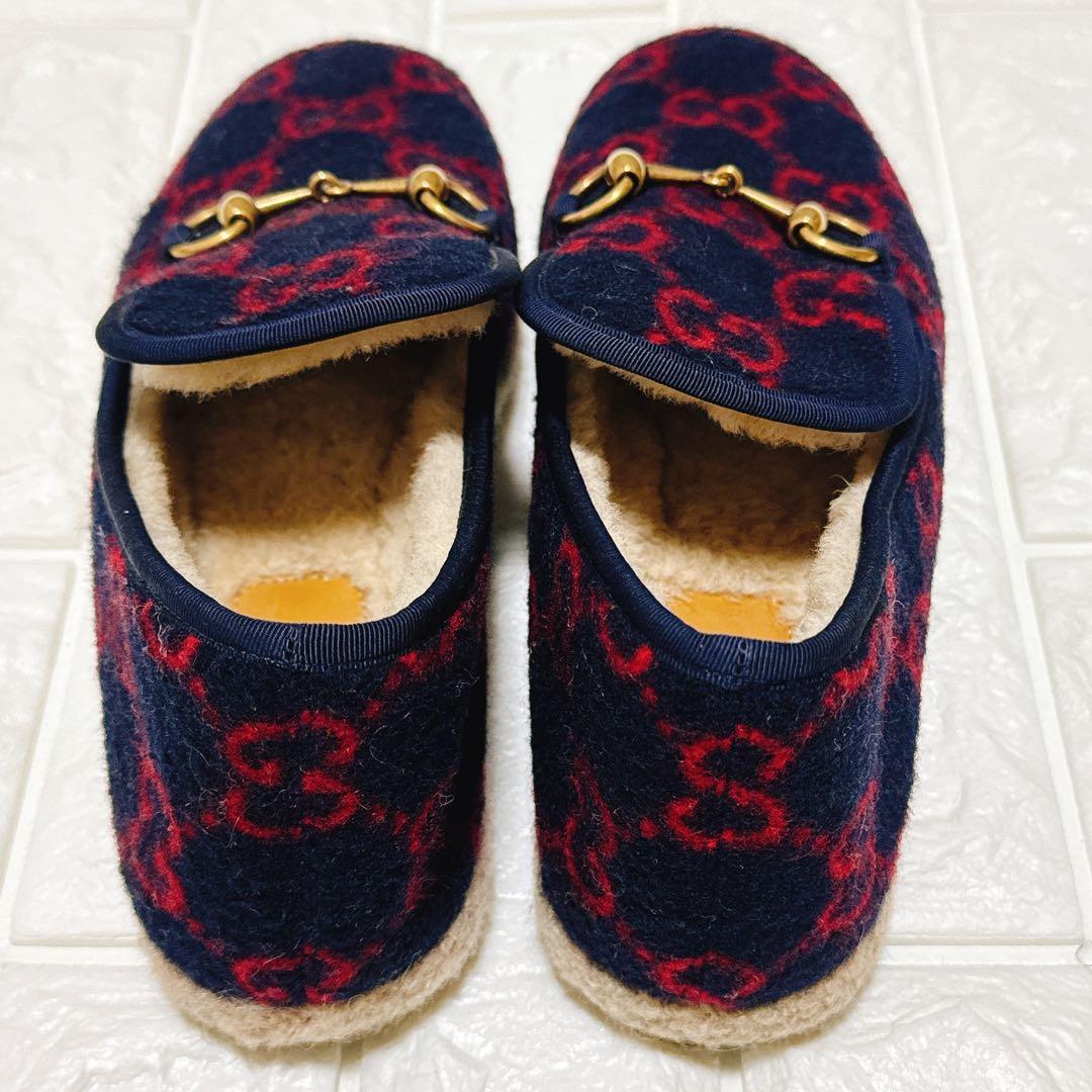 avi　極美品✨GUCCI ムートンシューズ　GG柄×ホースビット　ボア