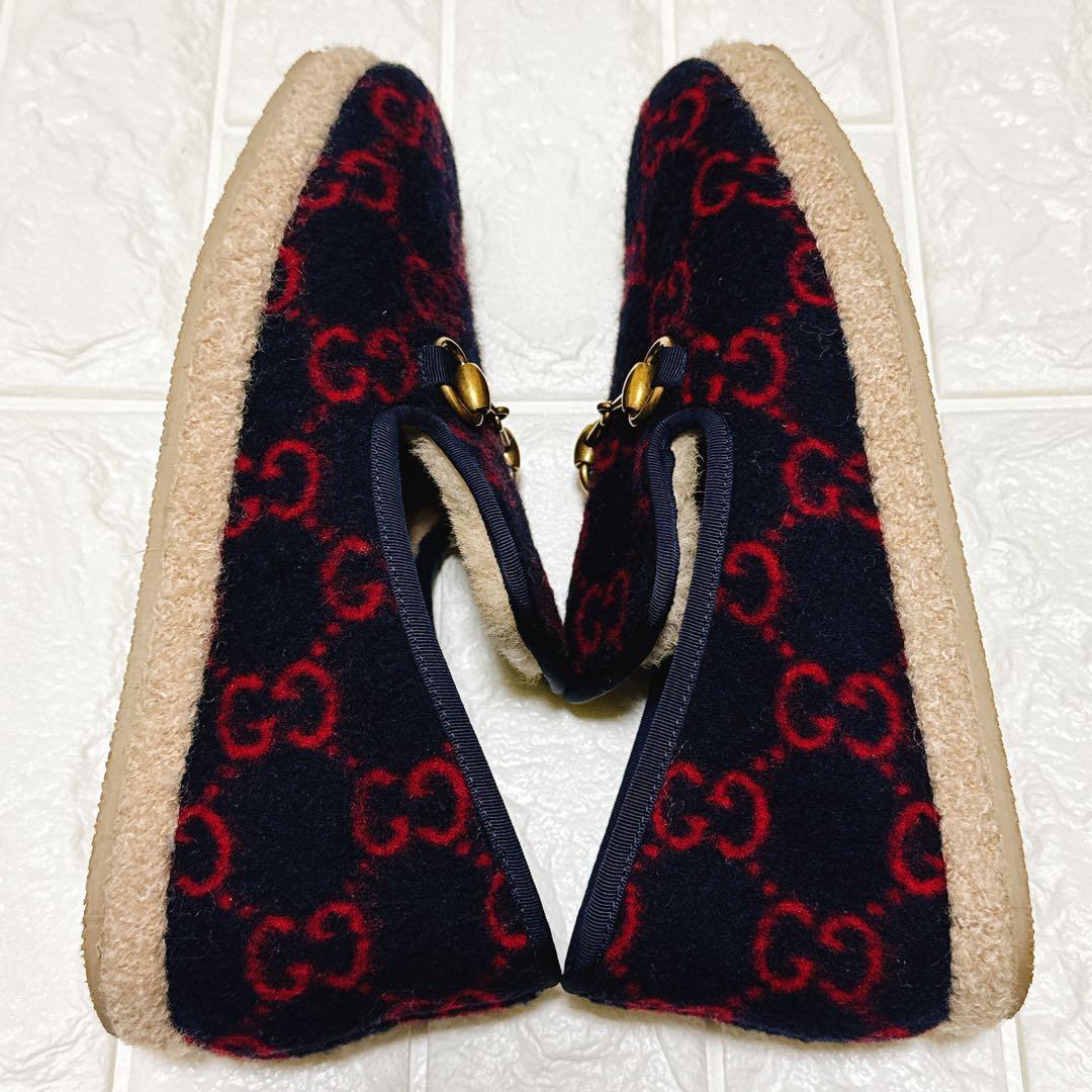 avi　極美品✨GUCCI ムートンシューズ　GG柄×ホースビット　ボア