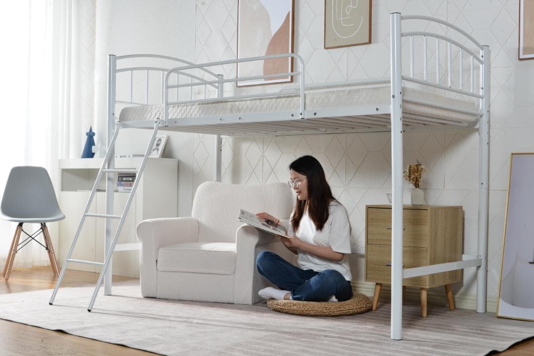 ロフトベッド パイプベッド シングル ベッド 収納付き 二段ベッド 階段付き耐震