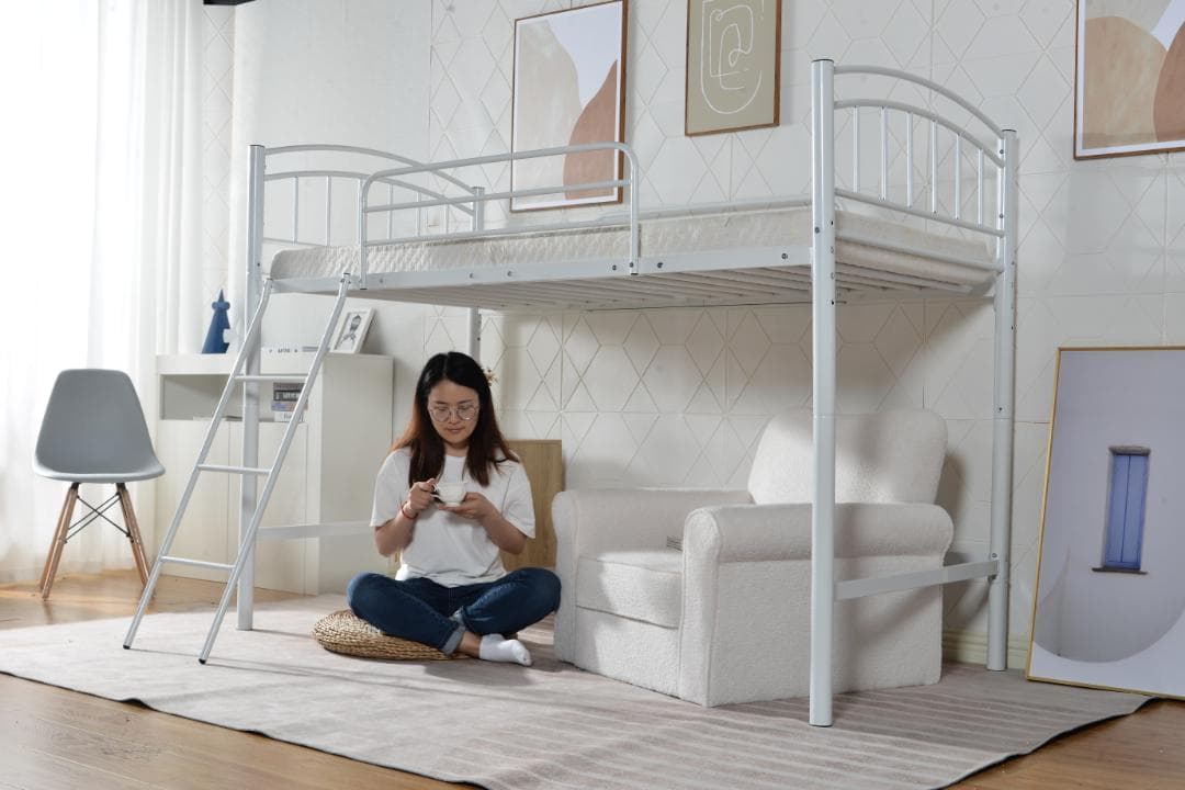 ロフトベッド パイプベッド シングル ベッド 収納付き 二段ベッド 階段付き耐震