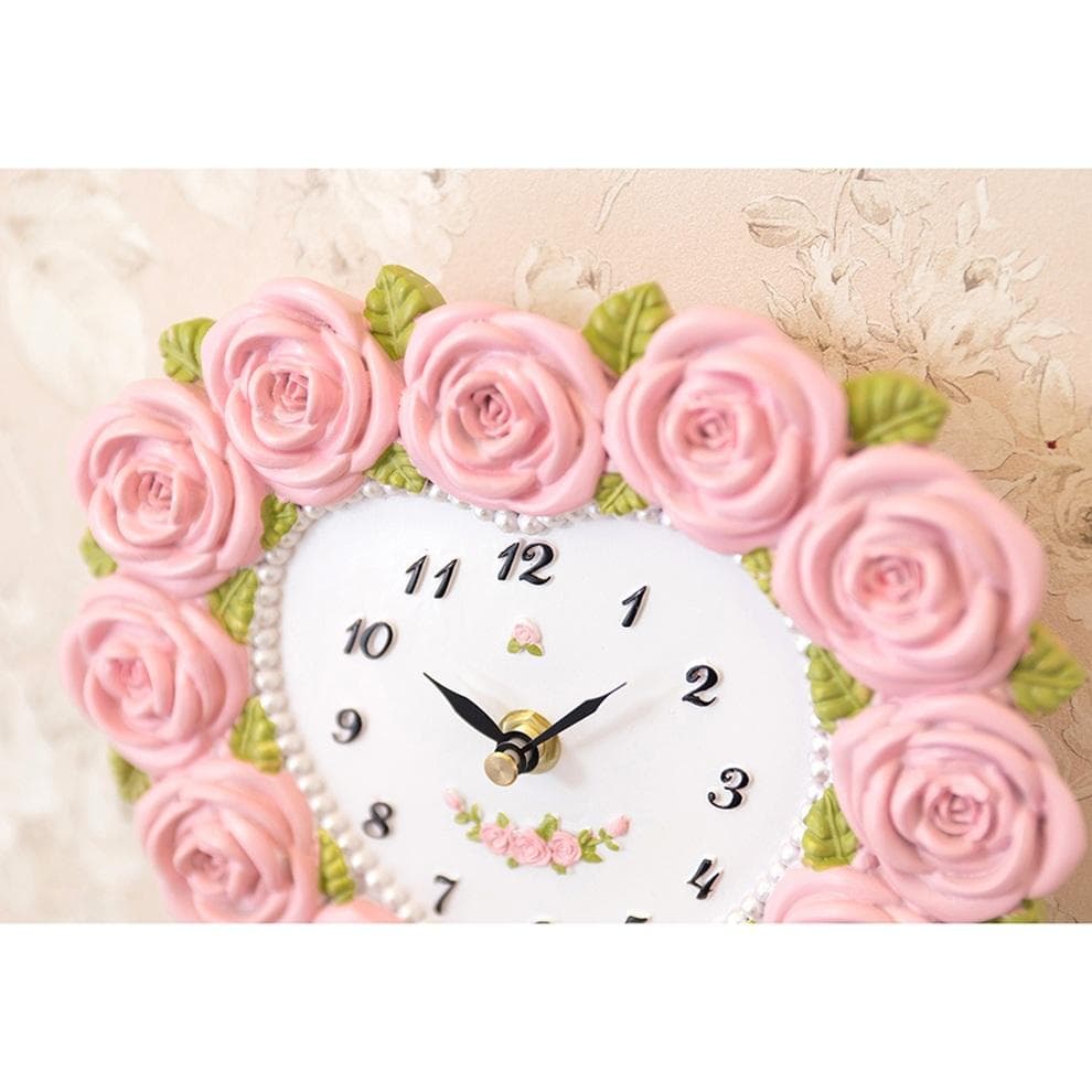 薔薇＆ハート 振り子時計 ラブリー 掛け時計 インテリア バラ ピンク