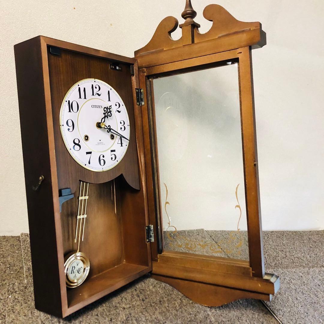 E86アンティーク品✨シチズン アナログ掛け時計 振り子時計 昭和レトロ