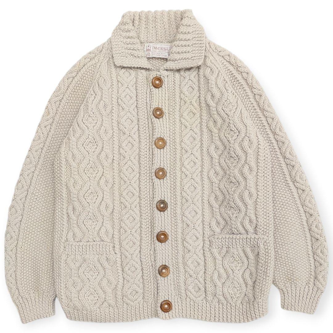 【茶タグ】INVERALLAN インバーアラン 3A 襟付き カーディガン