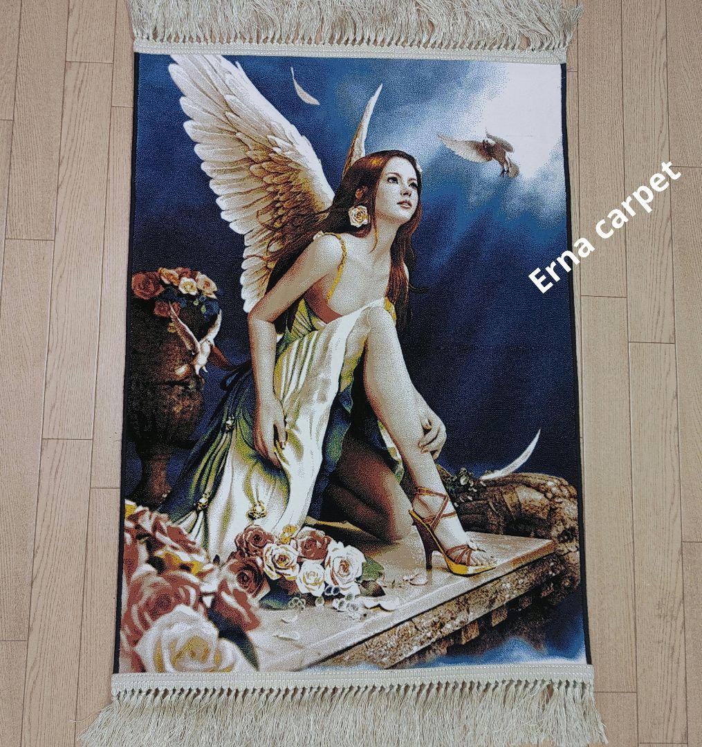 新品 機械織り ペルシャ絨毯 絵画絨毯 100x70 タペストリー 　エンジェル