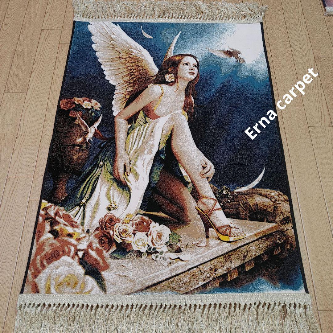 新品 機械織り ペルシャ絨毯 絵画絨毯 100x70 タペストリー 　エンジェル