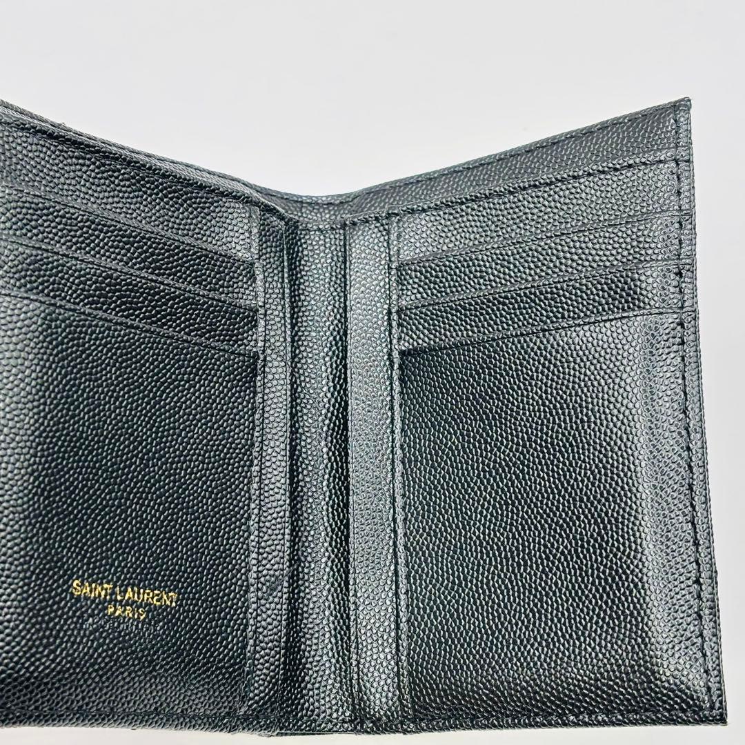 SAINT LAURENT 三つ折り キャビアスキン Vステッチ カサンドラ