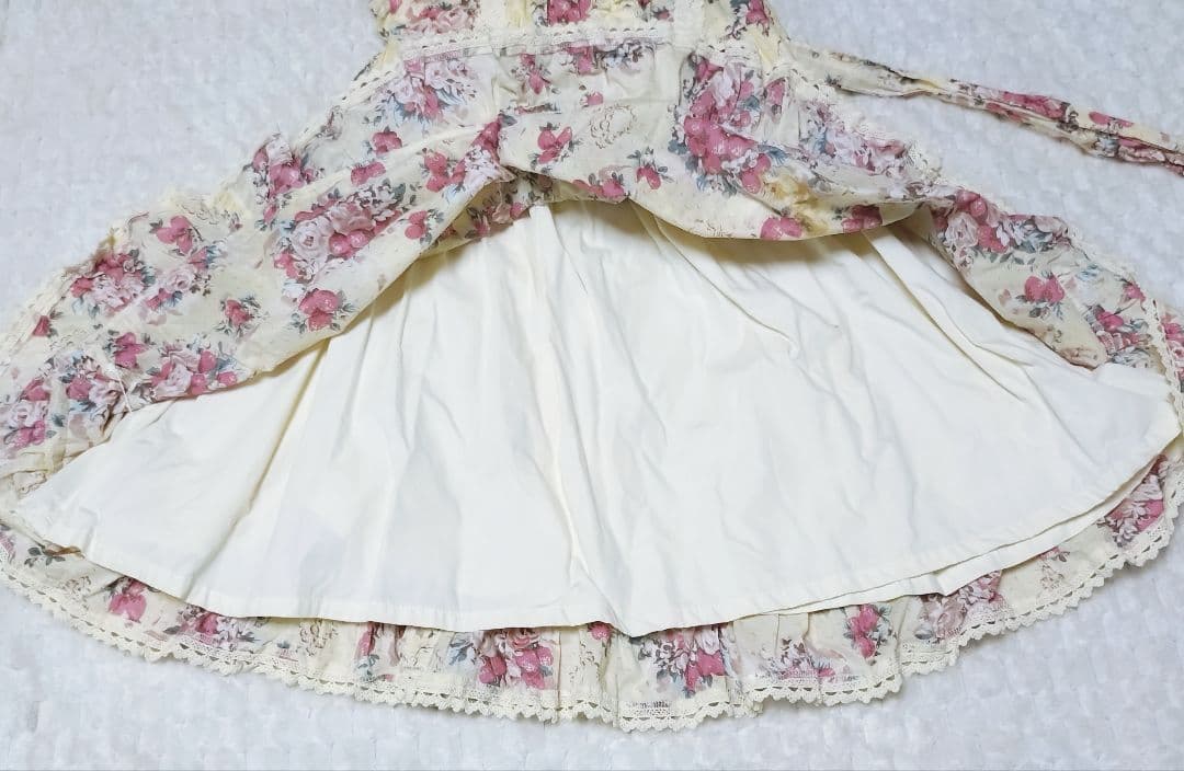 ヴィクトリアンシュガーブーケ柄ローズレースJSK 生成