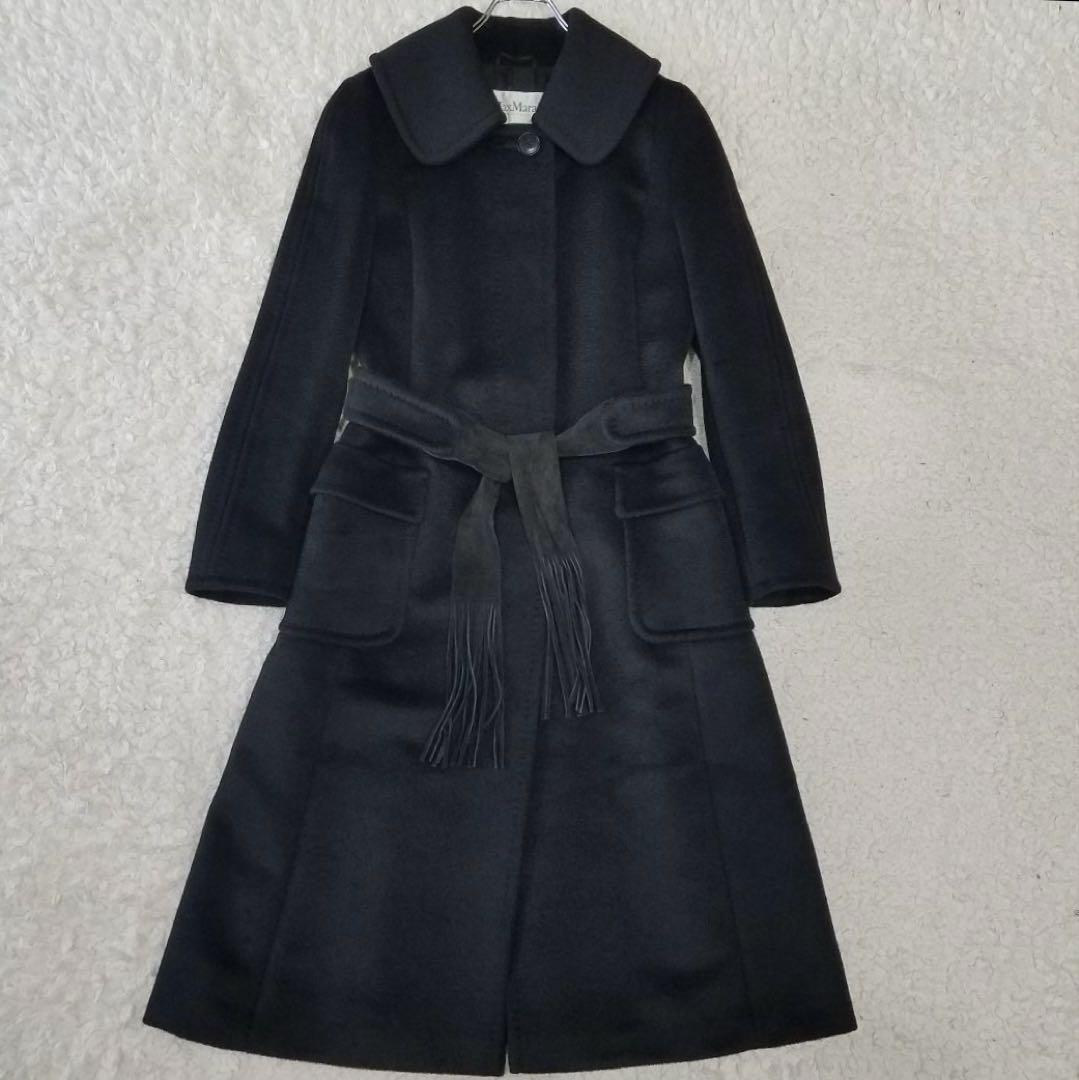美品✨マックスマーラ 最高級白タグ ロングコート 大きいサイズ タッセルベルト