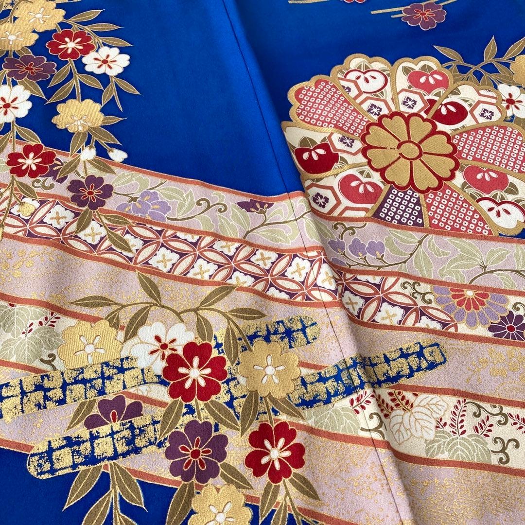 ™️ 青　古典柄　宝尽くし　振袖4点セット‼️お振袖セット‼️NO92