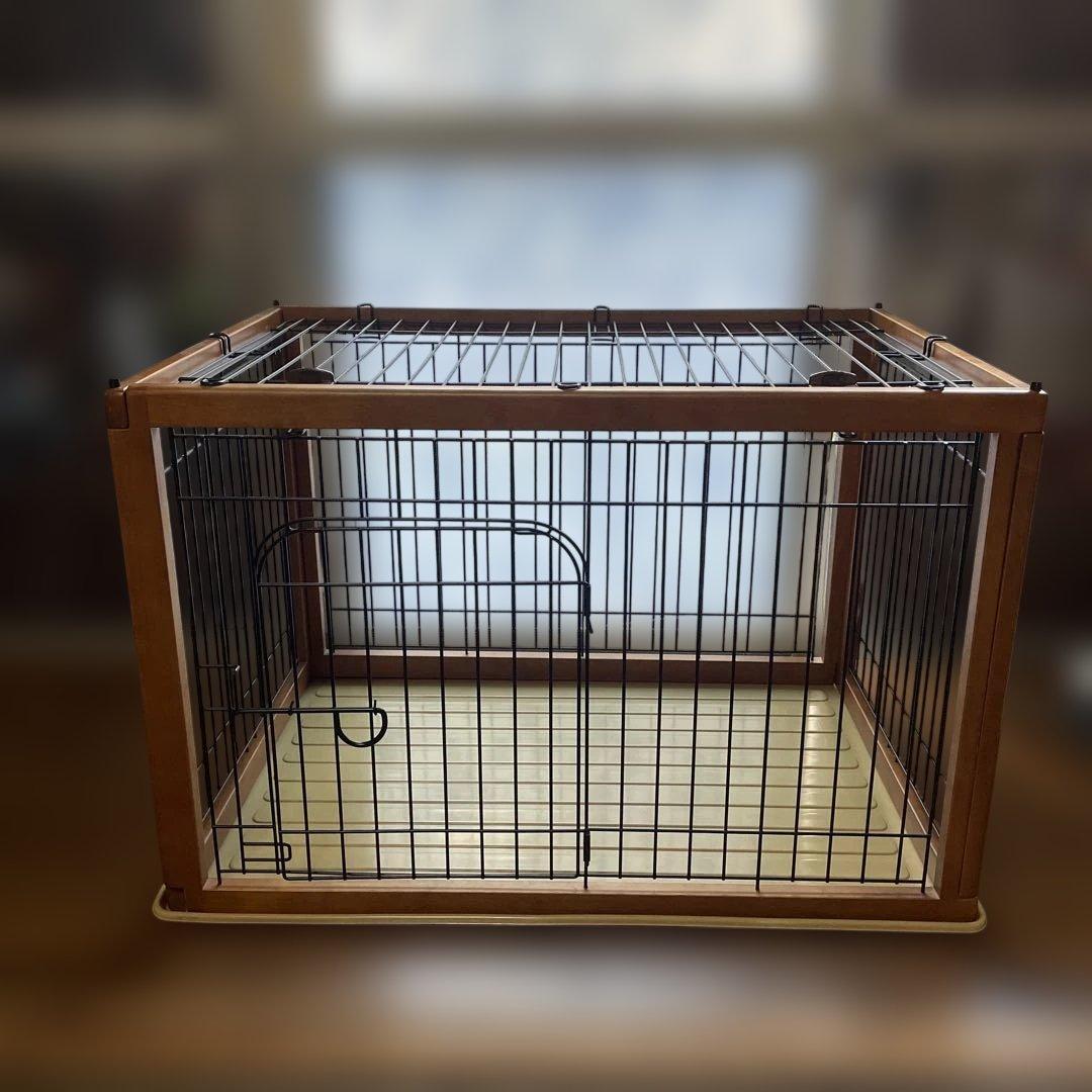 犬用ケージ 小型犬中型犬用 ブラウン　天然木　組み立て簡単　重厚
