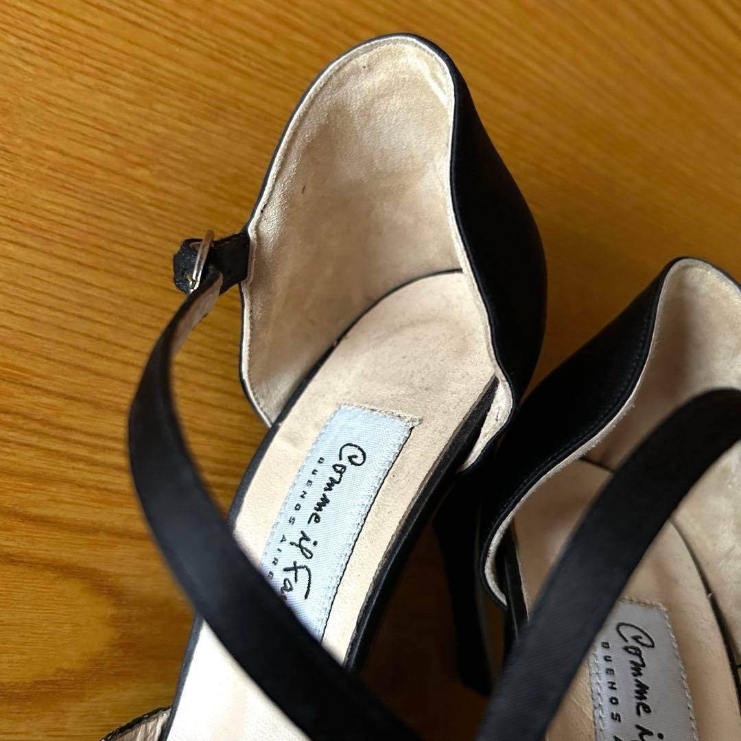 コムイルフォー アルゼンチンタンゴシューズ　オープントゥ 黒レース 38