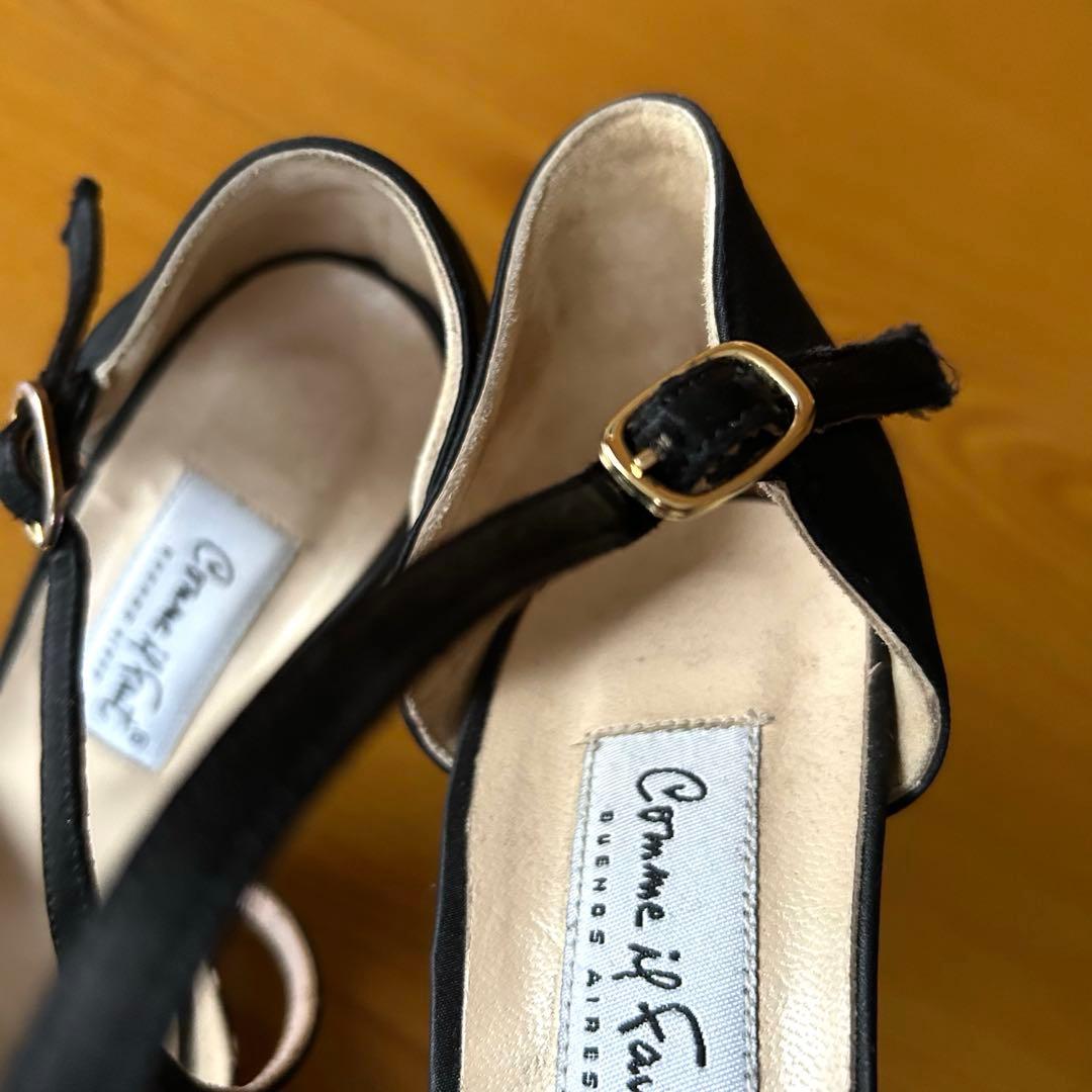 コムイルフォー アルゼンチンタンゴシューズ　オープントゥ 黒レース 38