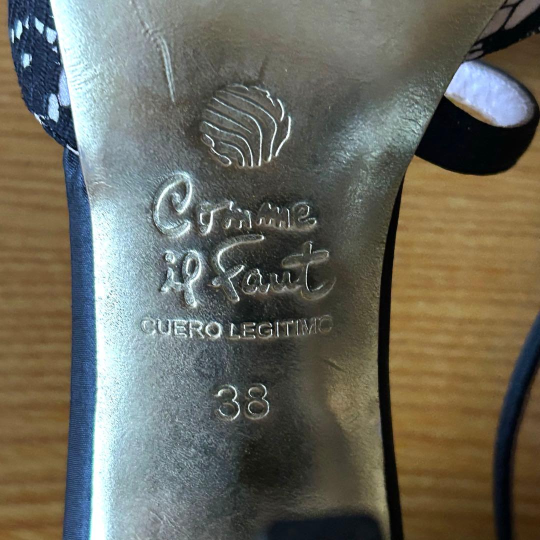 コムイルフォー アルゼンチンタンゴシューズ　オープントゥ 黒レース 38