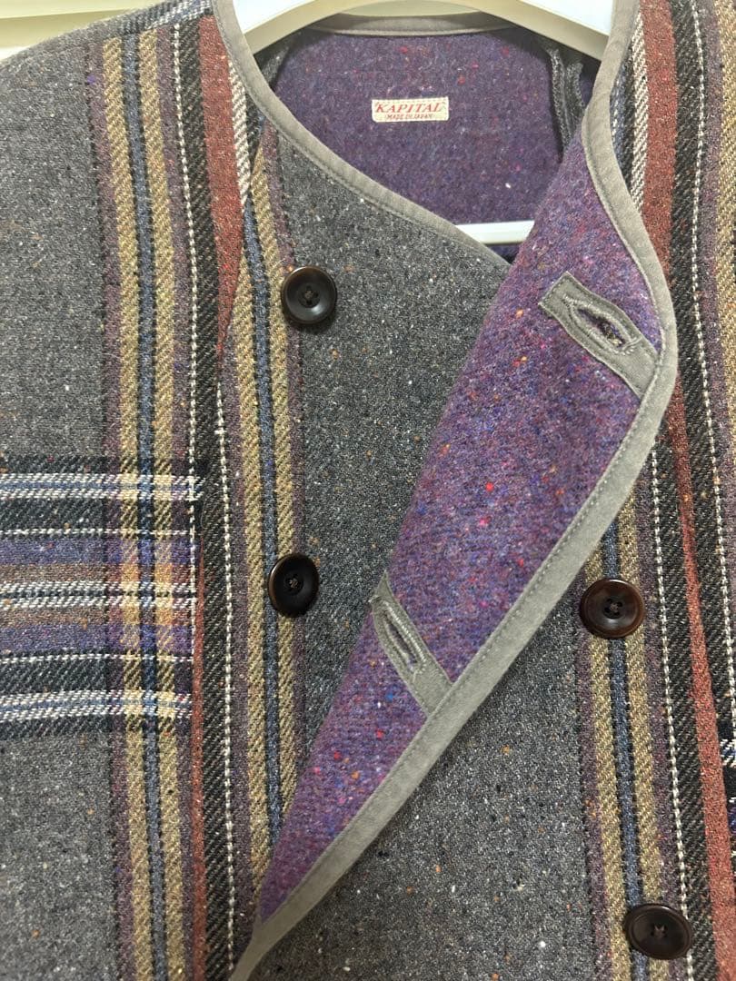 KAPITAL ウール二重織BIGチェックコート