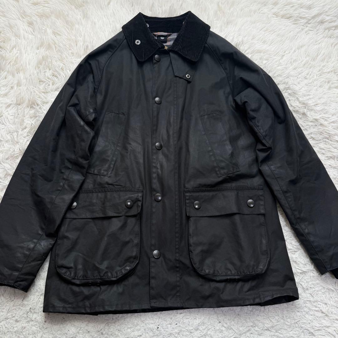 近年美品　バブアー　スリムビデイル　ワックスジャケット　ブラック　袖リブ　36
