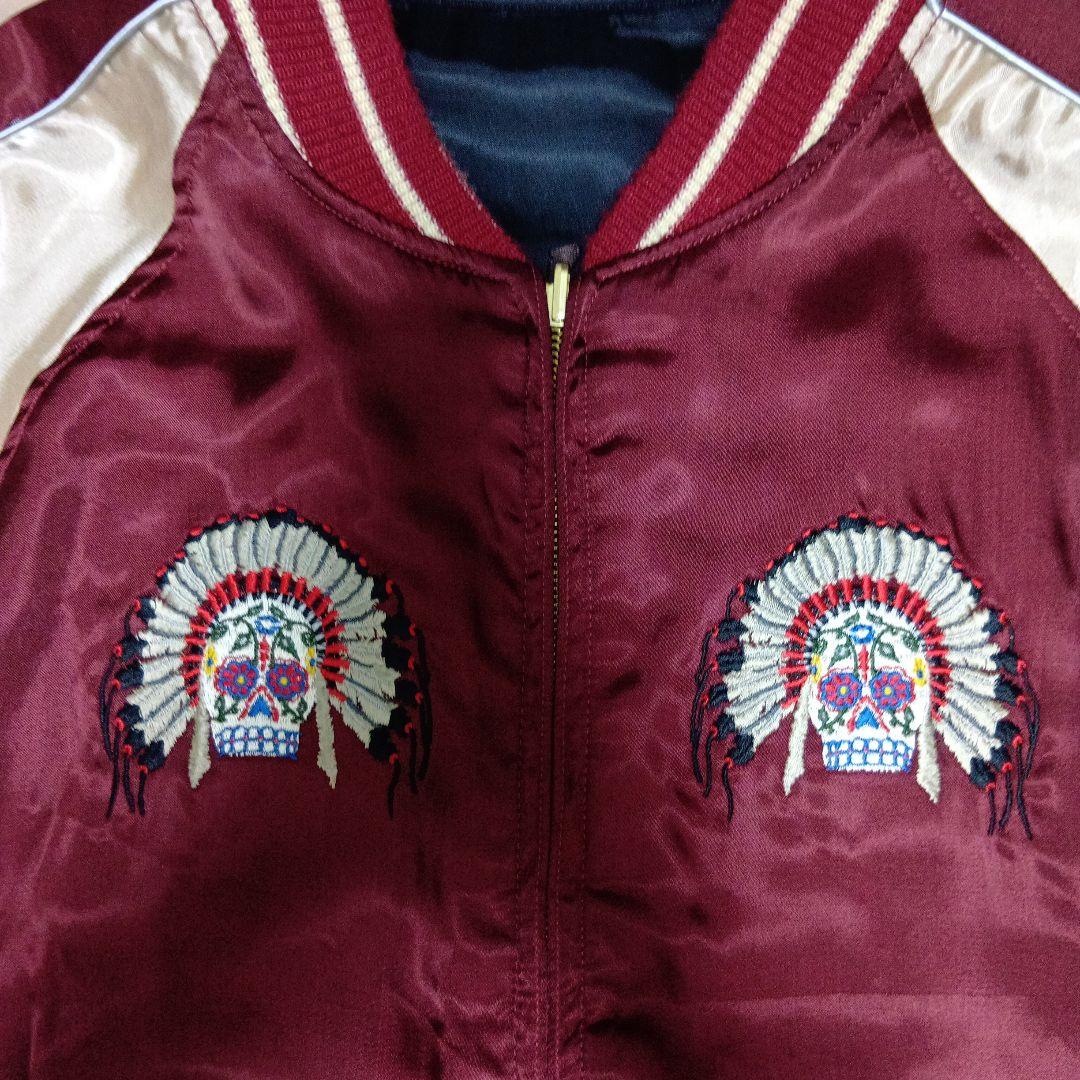 ヒューストン　リバーシブルスカジャン　パンダ・インディアン刺繍　Lサイズ