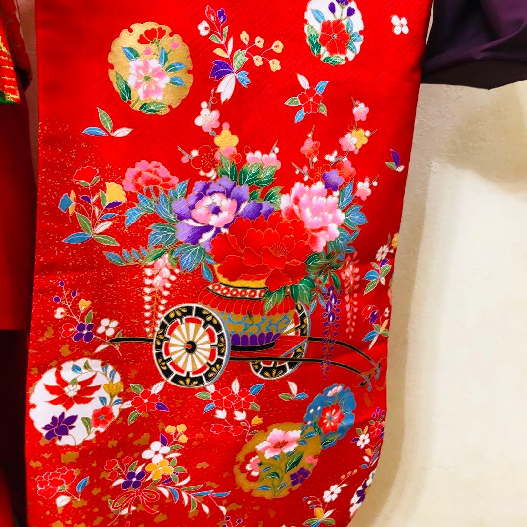 七五三七歳‼人気赤地に黒地金箔煌びやか際立つ❤️完全フルセット安心