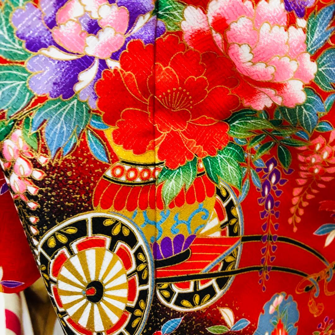 七五三七歳‼人気赤地に黒地金箔煌びやか際立つ❤️完全フルセット安心