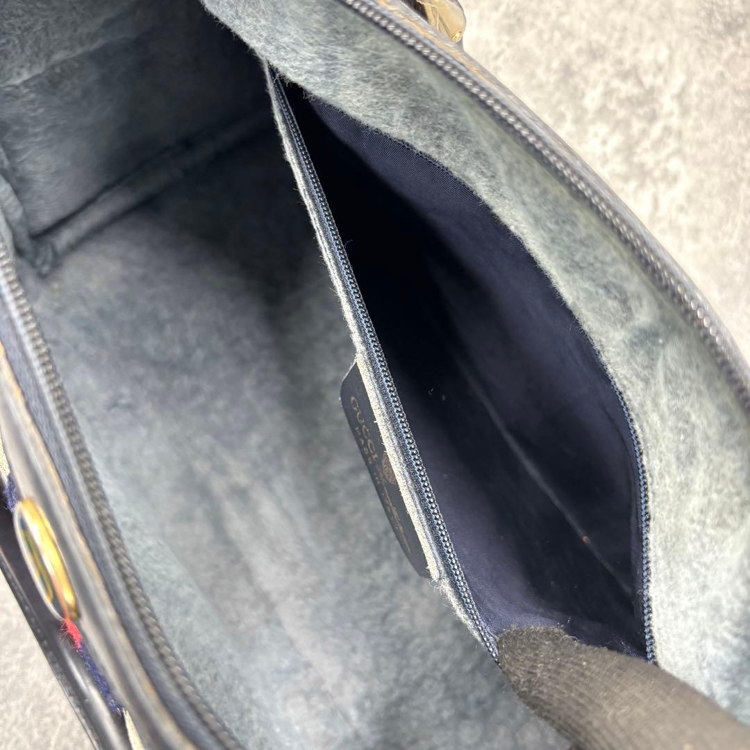 ✨極美品✨GUCCI シェリーライン GG ボストンバッグ レザー ネイビー