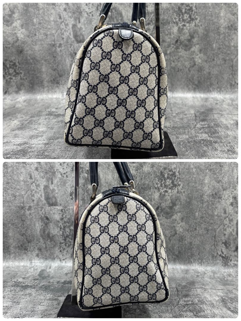 ✨極美品✨GUCCI シェリーライン GG ボストンバッグ レザー ネイビー