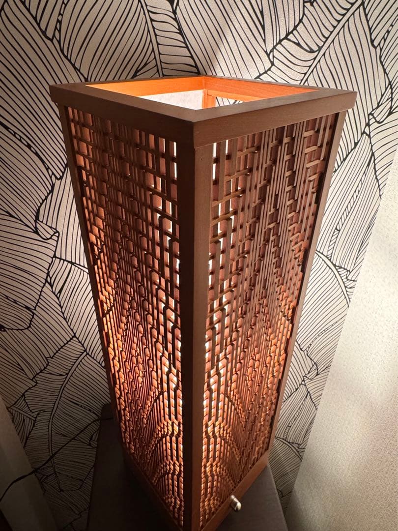 南部細目組紋様組子細工　行燈フロアライト