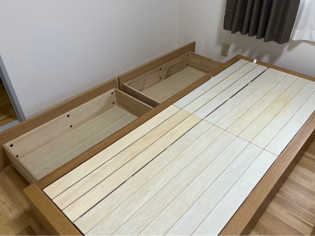 無印良品　スモールサイズ　セミシングル　オーク　収納付きベッド　※組立説明書つき