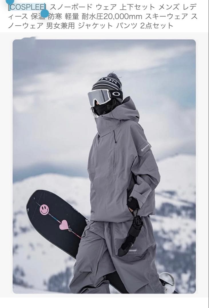 スノーボードウェア 上下セット グレー