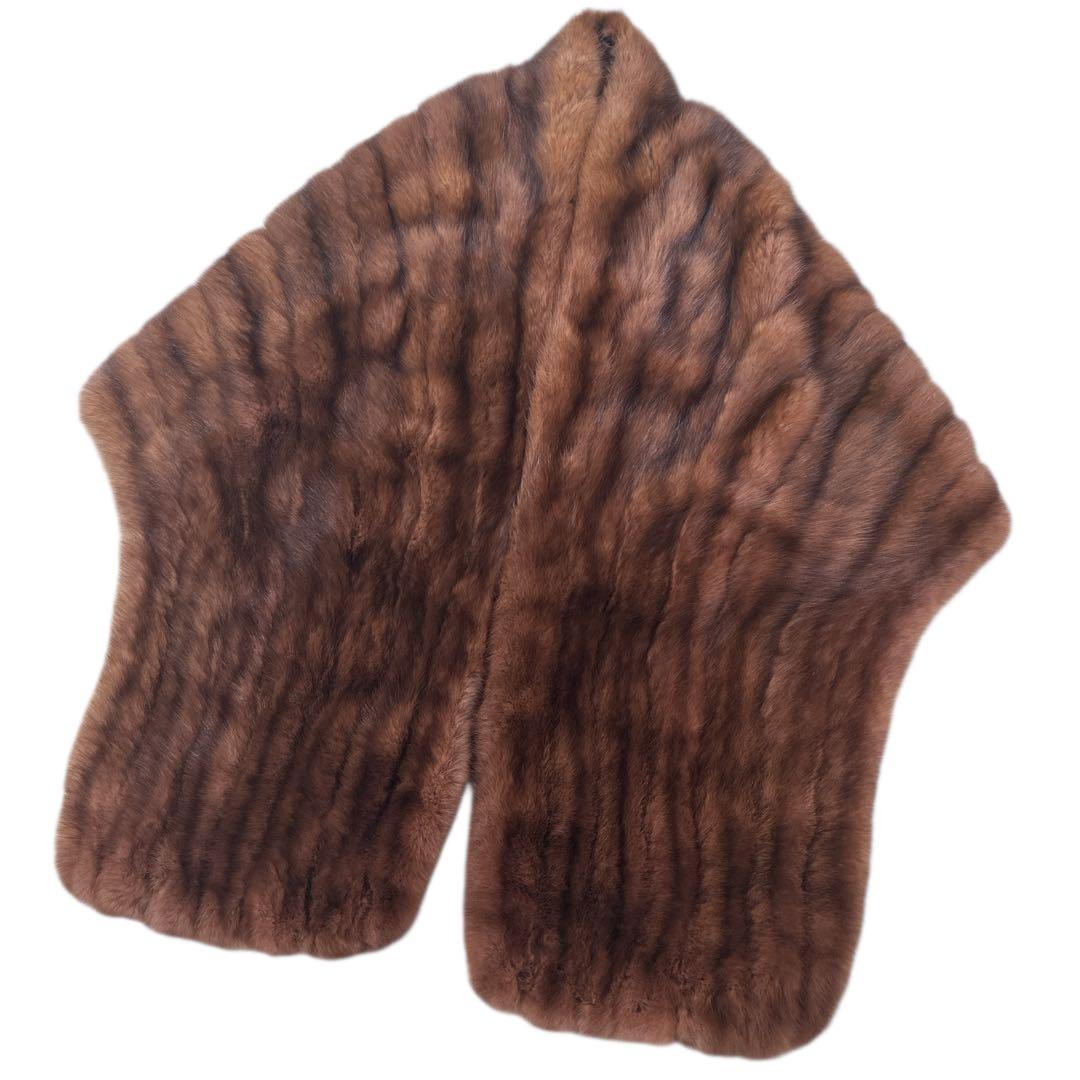 【極美品】リアルセーブルファー　ショール　ストール　大判　ブラウン　レディース