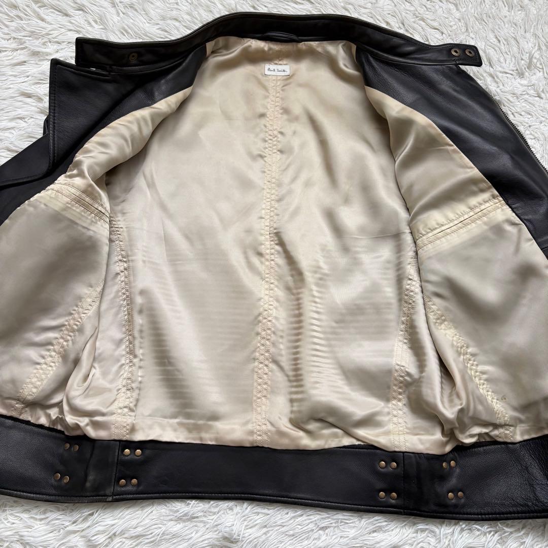 Paul Smith ポールスミス ライダースジャケット キルティング 羊革 黒