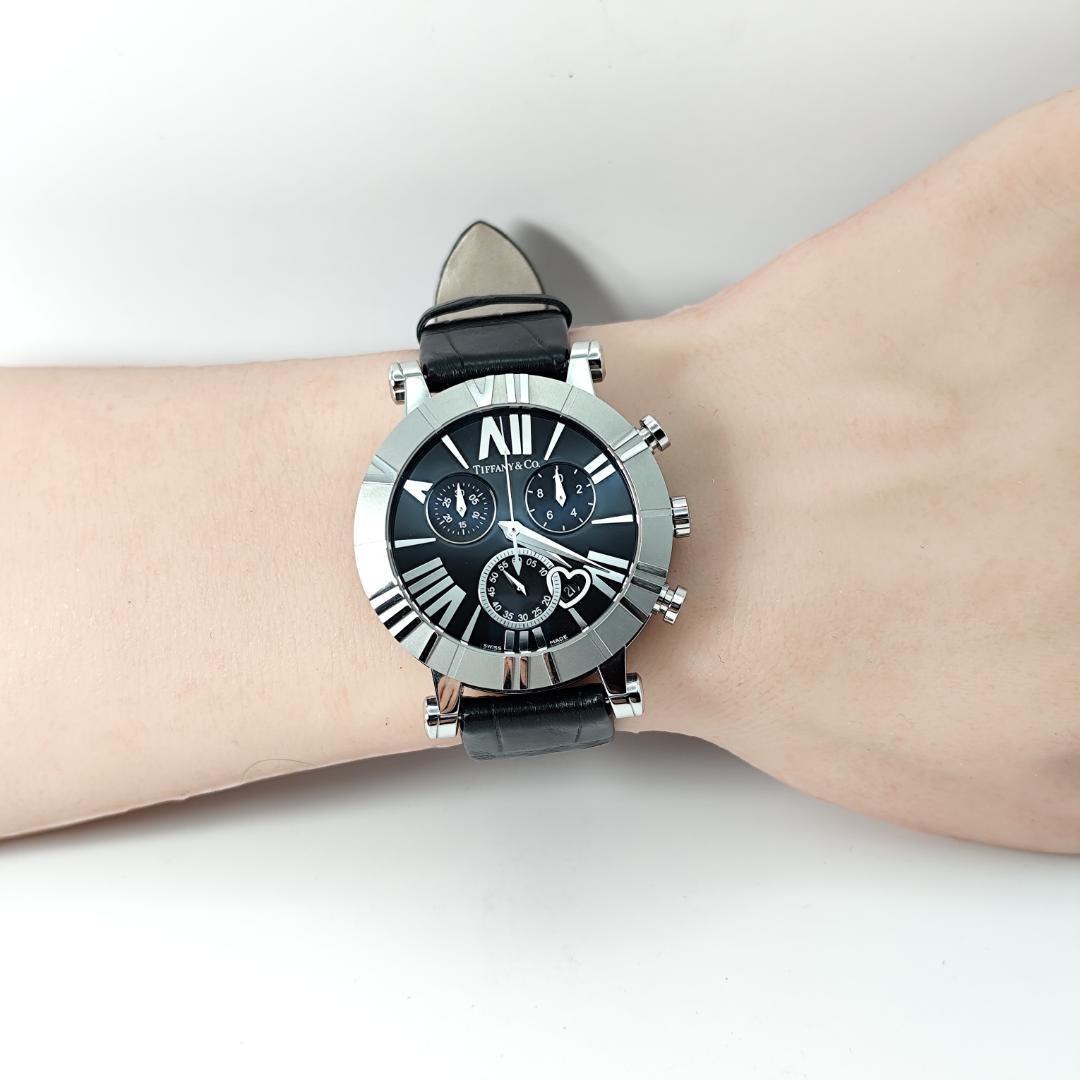 稼働 希少 極美品 ティファニー アトラス クロノグラフ ハートデイト QZ