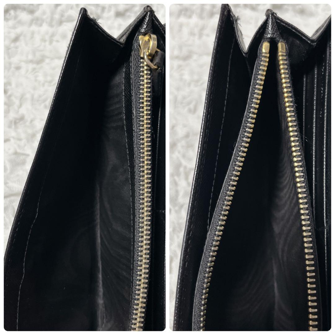 美品✨プラダ 2つ折り長財布 サイフィアーノレザー 三角プレート トライアングル