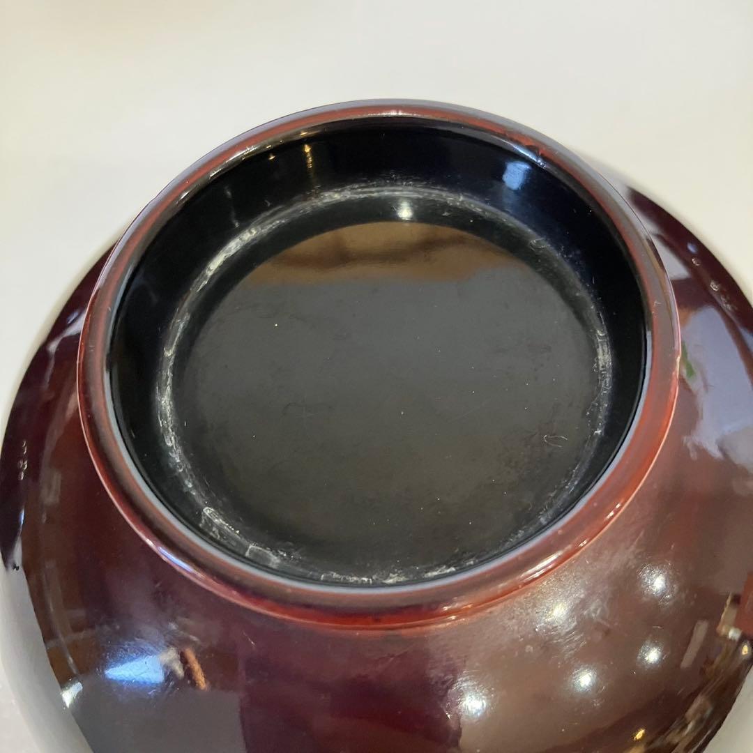 未使用【木製漆器 汁椀 まとめ売り】５個 会津塗り 羽反しじみ椀