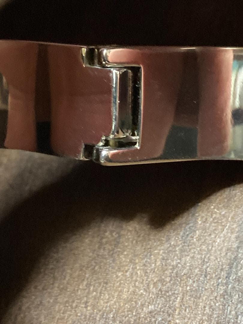 美品 GUCCI グッチ バングル ブレスレット シルバー メタル Gロゴ