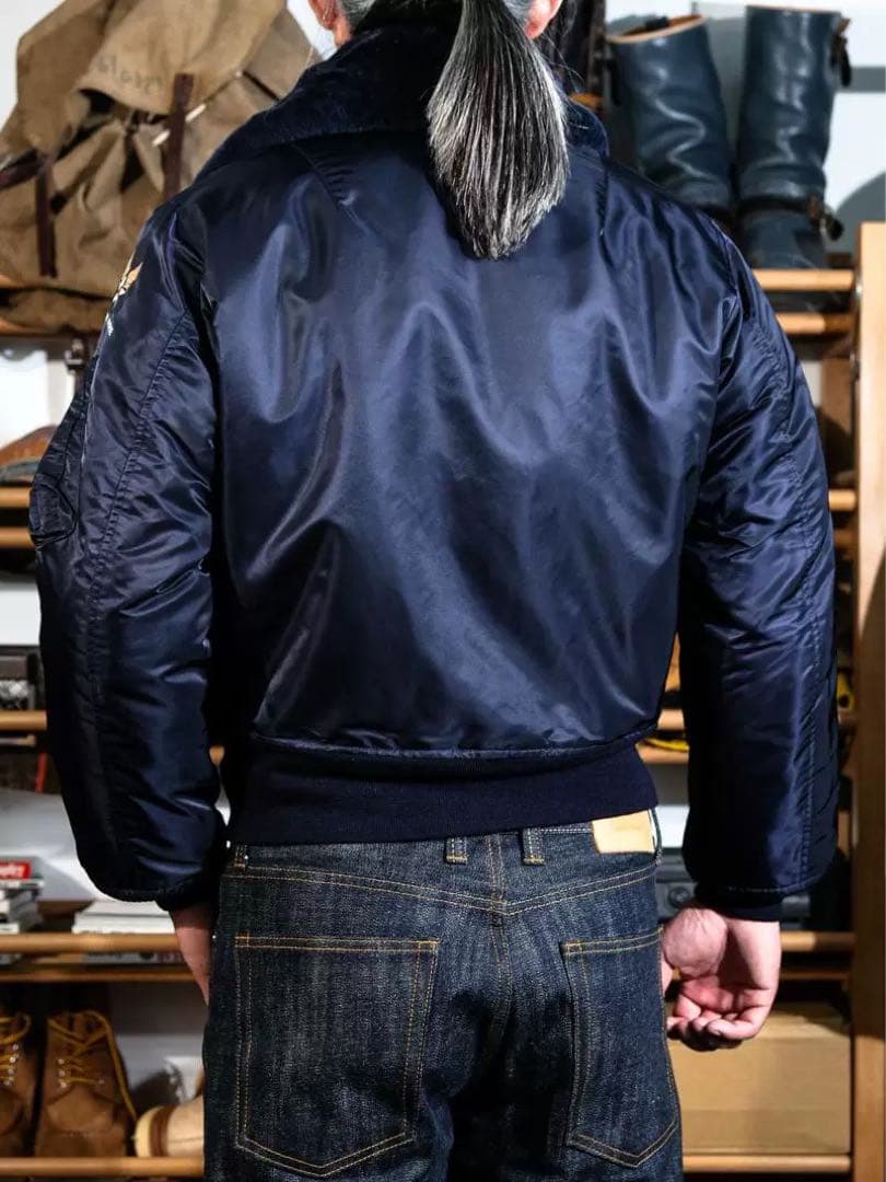 Sサイズ50s復刻ネイビー フライトジャケット TYPE B-15C青い