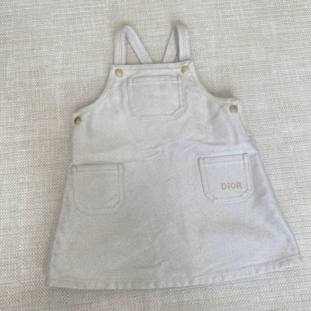 【ベビーディオール】ロゴ　サロペット　ジャンパースカート　グリッター　デニム