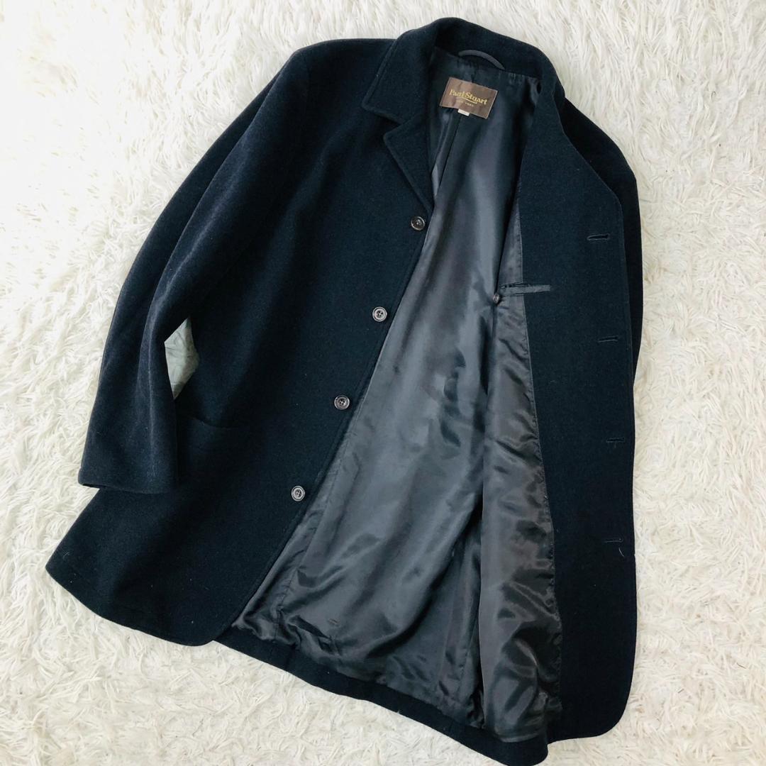 【高級】ポールスチュアート★チェスターコート アンゴラ混 ネイビー L相当