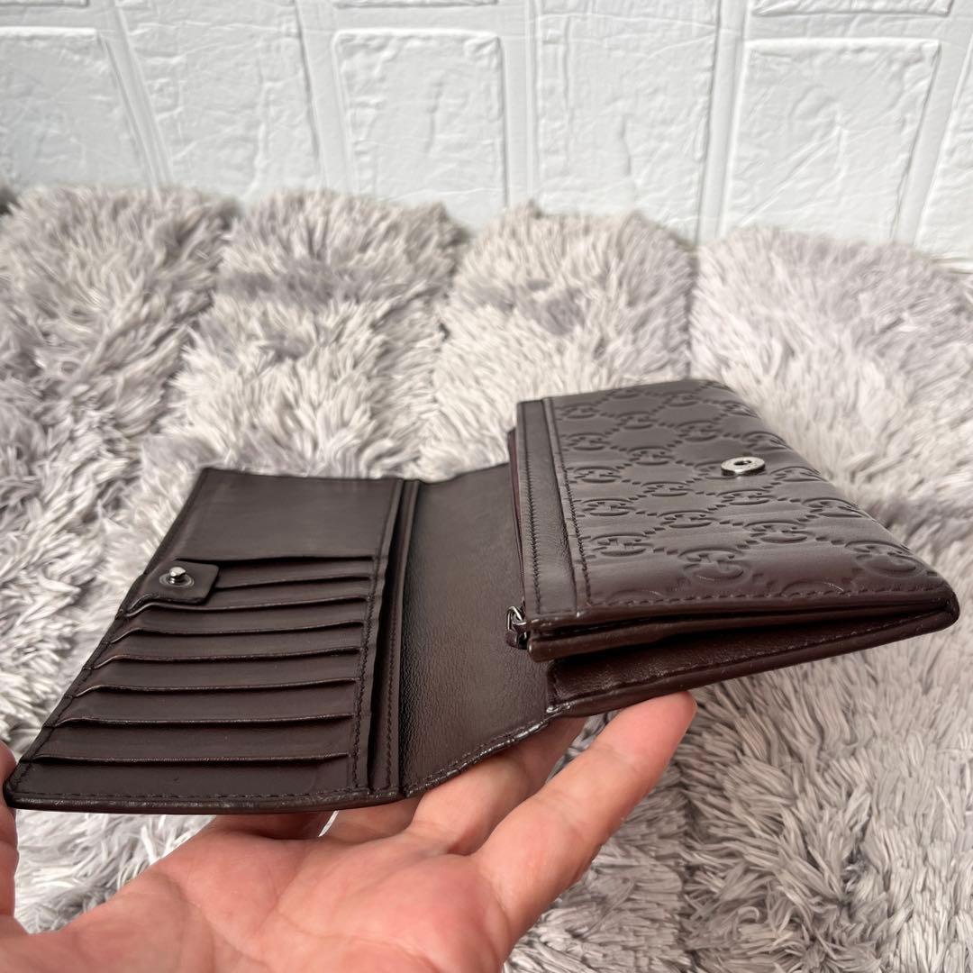 GUCCI ✨シマ　長財布　ダークブラウン　メンズ　GG柄