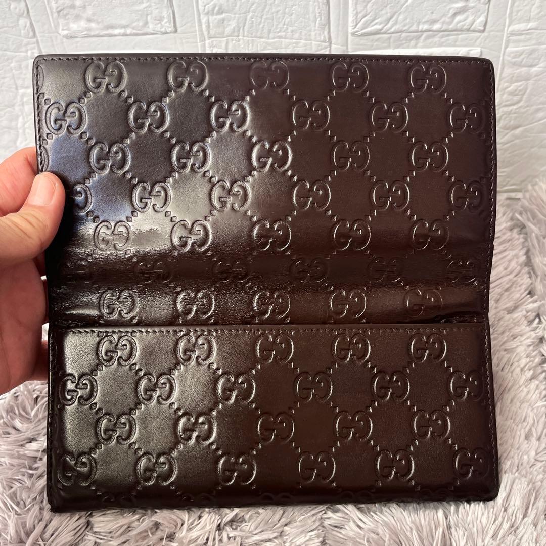 GUCCI ✨シマ　長財布　ダークブラウン　メンズ　GG柄