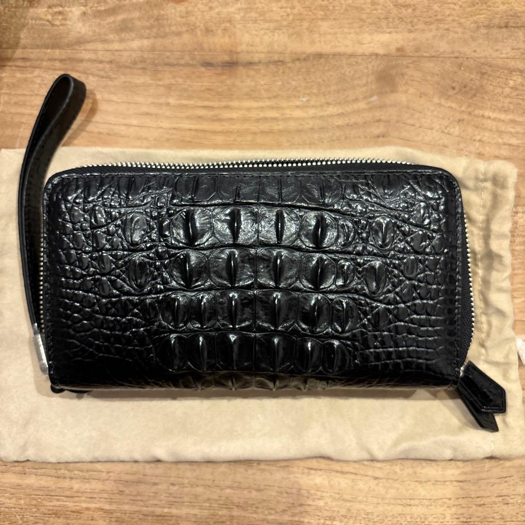 本物クロコダイル 長財布 1枚革 ダブルジップ ダブルファスナー