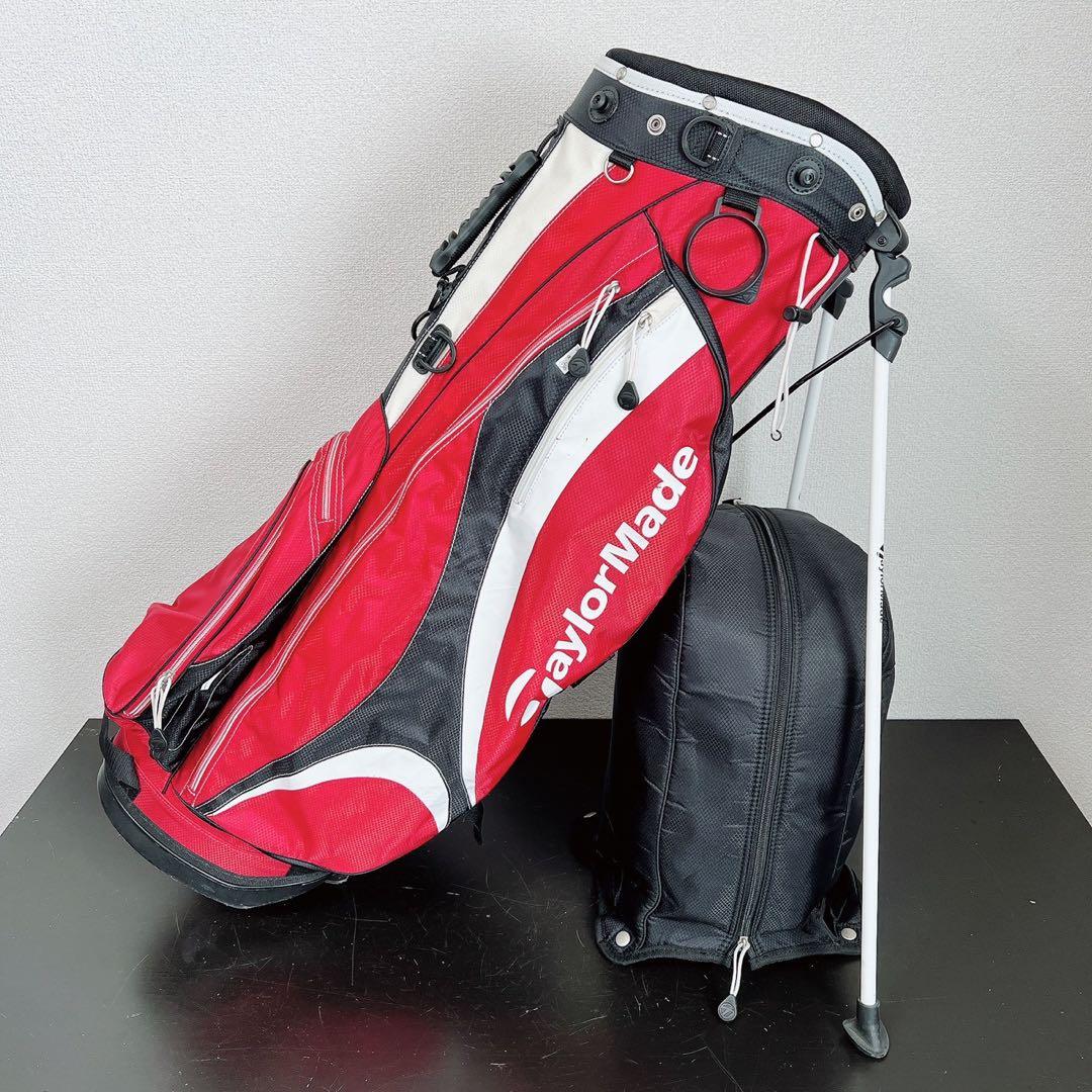 テーラーメイド ゴルフ スタンド キャディバッグ 軽量 5分割 9型相当赤白 黒