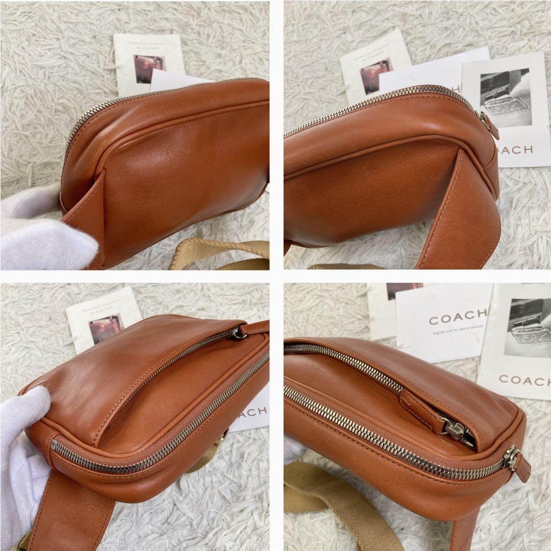 極美品 vintage coach old waist pouch brown
