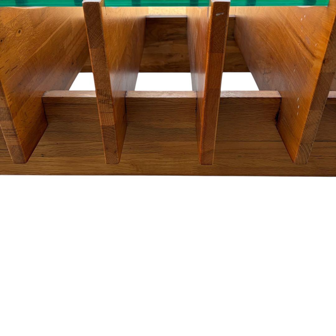 【超希少】オーク無垢材 ガラス センターテーブル ポストモダン