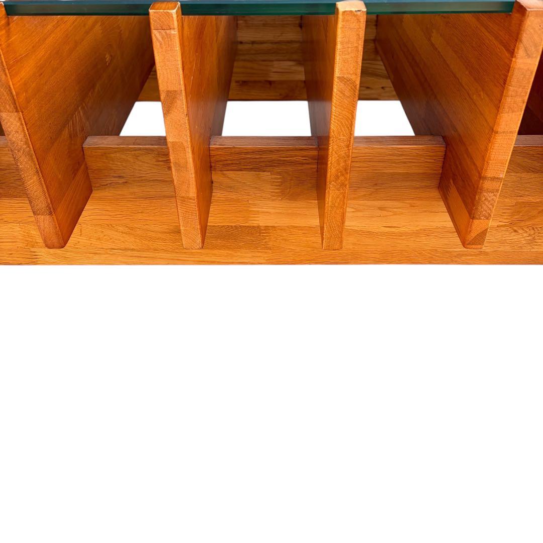 【超希少】オーク無垢材 ガラス センターテーブル ポストモダン