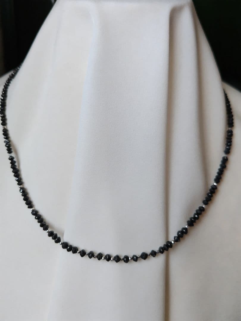 K18WG 30ct ブラックダイヤ ネックレス　K18WGミラーカット