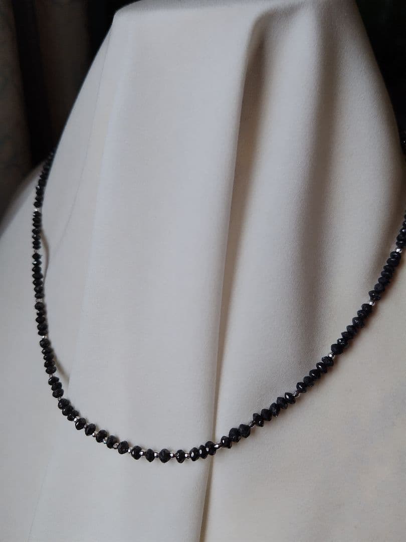 K18WG 30ct ブラックダイヤ ネックレス　K18WGミラーカット