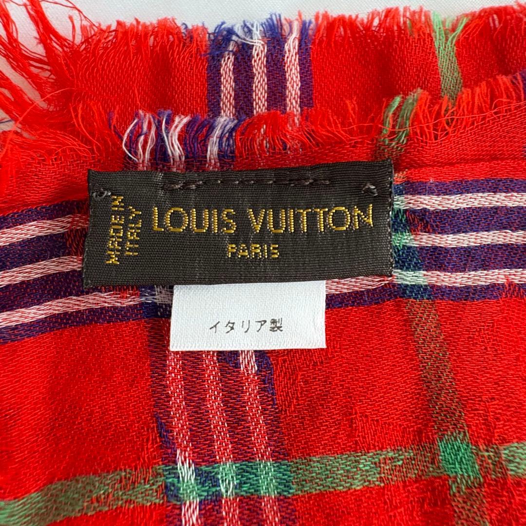 ルイヴィトン　マサイチェック ストール　レッド