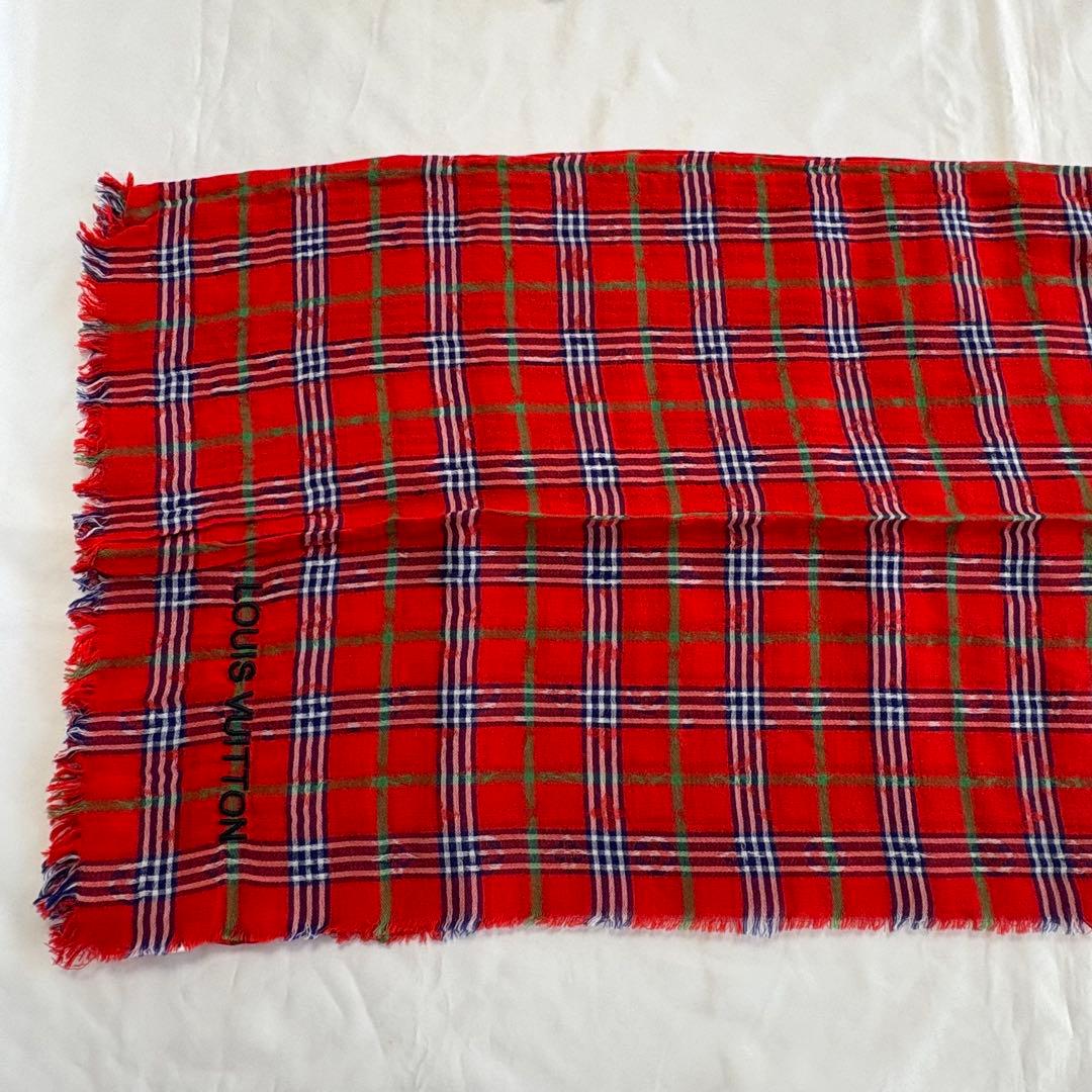 ルイヴィトン　マサイチェック ストール　レッド