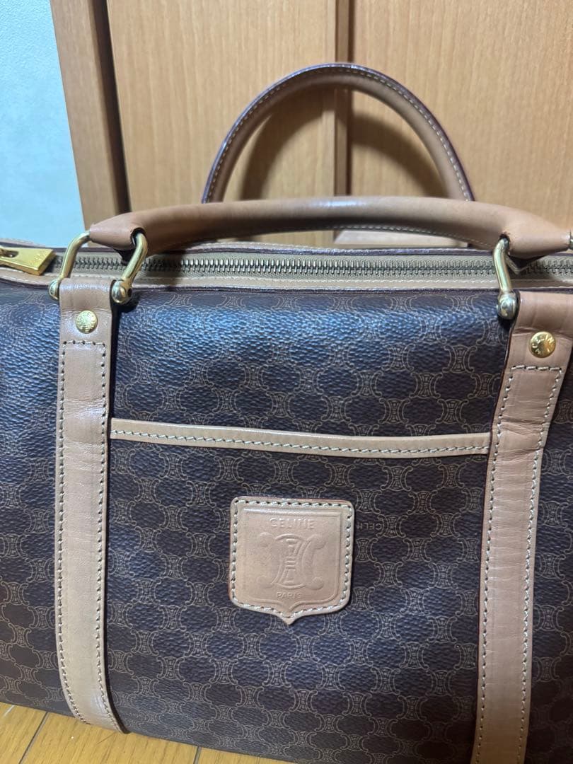 ブラウン ドットパターン ボストンバッグ