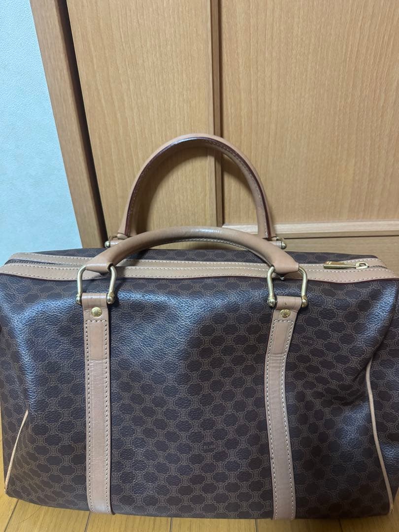 ブラウン ドットパターン ボストンバッグ