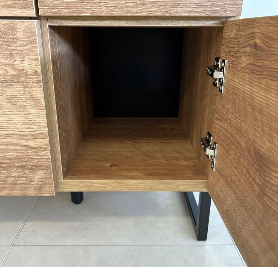 木目調キッチンカウンター 3引き出し